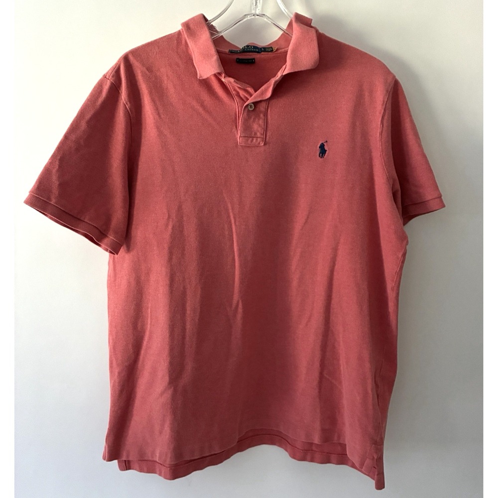 Polo Ralph Lauren Men's Shirt L Coral Red Classic Fit Mesh Pique‎ Pony Logo Golf